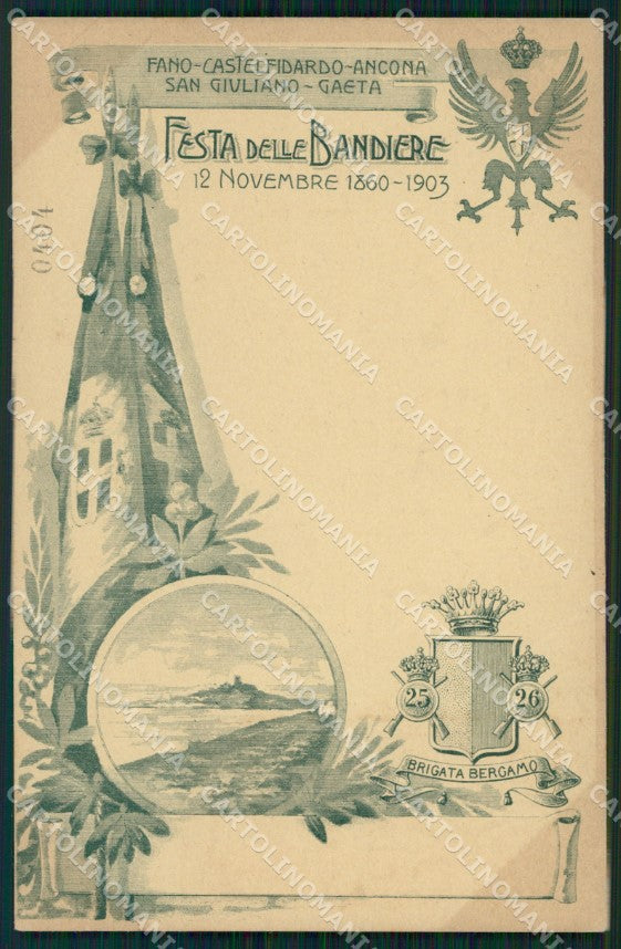 Militari 25º 26º Reggimento Fanteria Festa 1903 Brigata Bergamo cartolina XF4629 – fronte