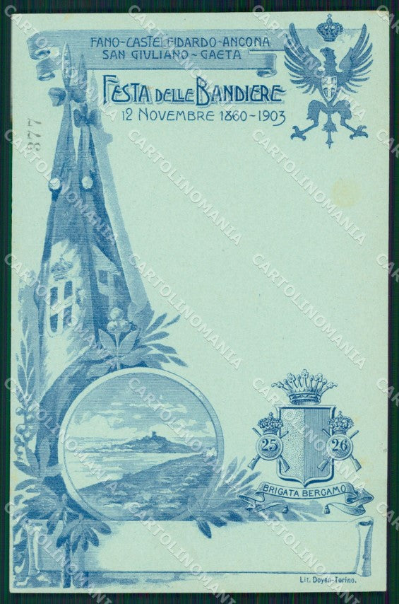 Militari 25º 26º Reggimento Fanteria Festa 1903 Brigata Bergamo cartolina XF4630 – fronte