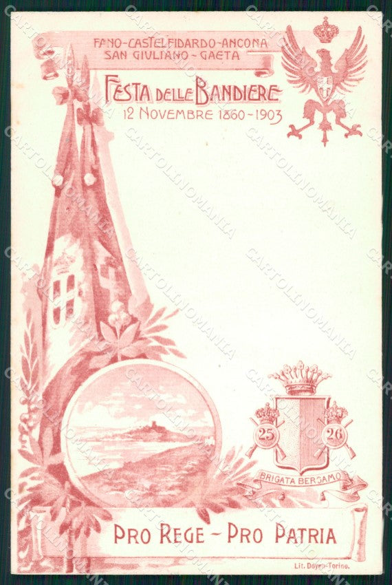 Militari 25º 26º Reggimento Fanteria Festa 1903 Brigata Bergamo cartolina XF4640 – fronte