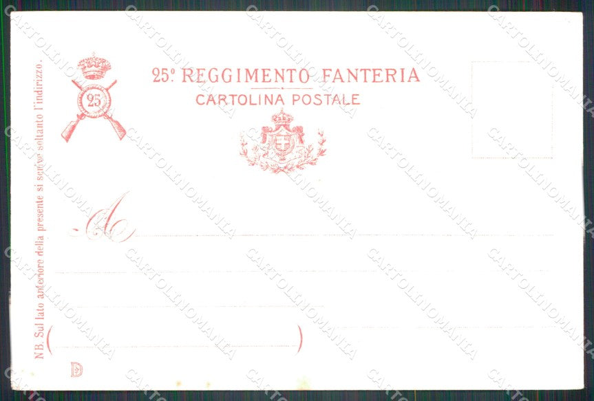 Militari Reggimentali 25º Reggimento Fanteria Lodi 1904 cartolina XF4659 – retro
