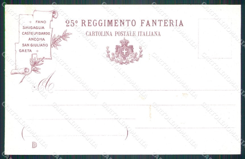 Militari 25º Reggimento Fanteria Festa Bandiera 1905 cartolina XF4662 – retro