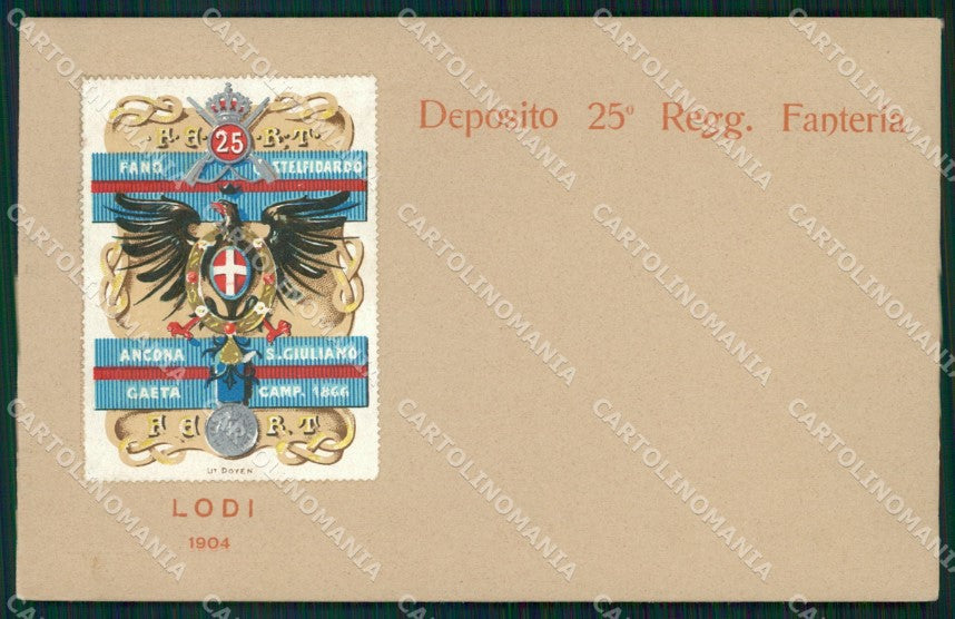 Militari Reggimentali 25º Reggimento Fanteria Lodi 1904 cartolina XF4667 – fronte