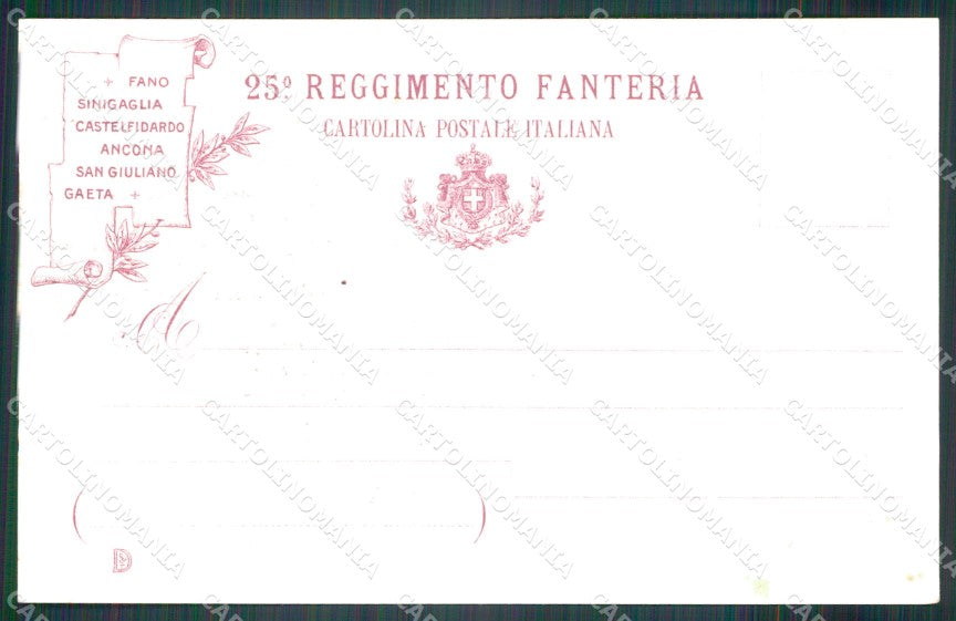 Militari 25º Reggimento Fanteria Festa Bandiera 1905 cartolina XF4668 – retro
