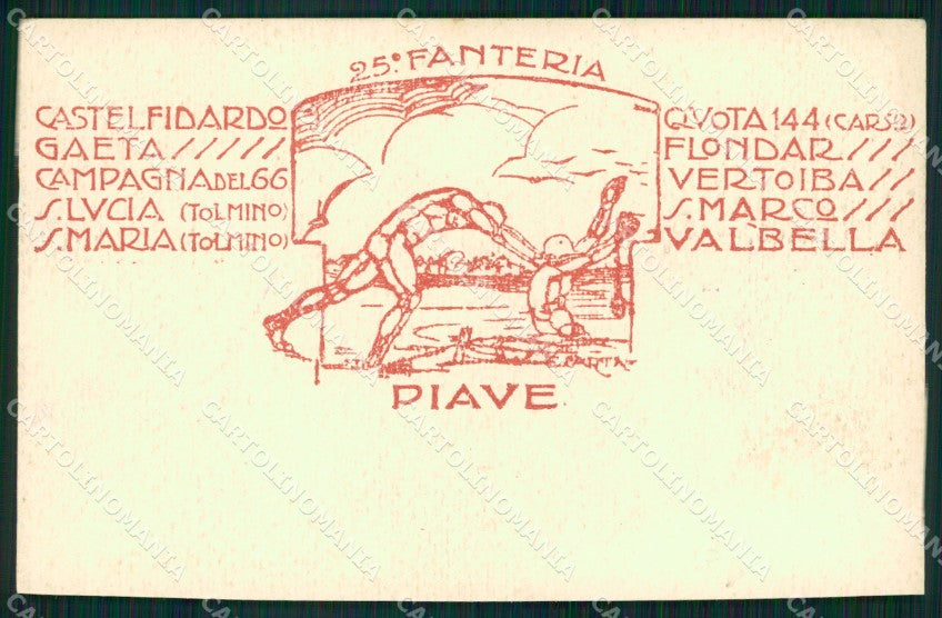 Militari Reggimentali 25º Reggimento Fanteria Carso cartolina XF4670 – fronte