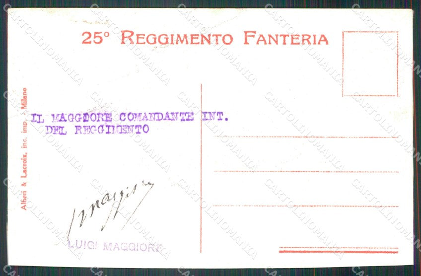 Militari Reggimentali 25º Reggimento Fanteria Carso cartolina XF4670 – retro