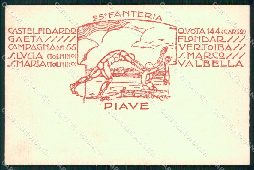 Militari Reggimentali 25º Reggimento Fanteria Carso cartolina XF4671 – fronte