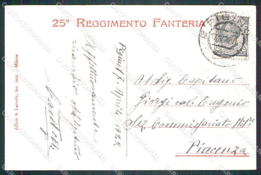 Militari Reggimentali 25º Reggimento Fanteria Carso cartolina XF4671 – retro
