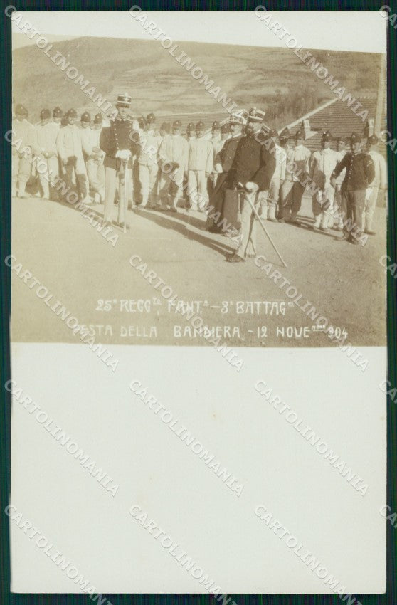 Militari 25º Reggimento Fanteria Festa 1904 Torino ? Foto cartolina XF4676 – fronte