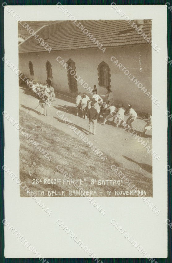 Militari 25º Reggimento Fanteria Festa 1904 Torino ? Foto cartolina XF4677 – fronte