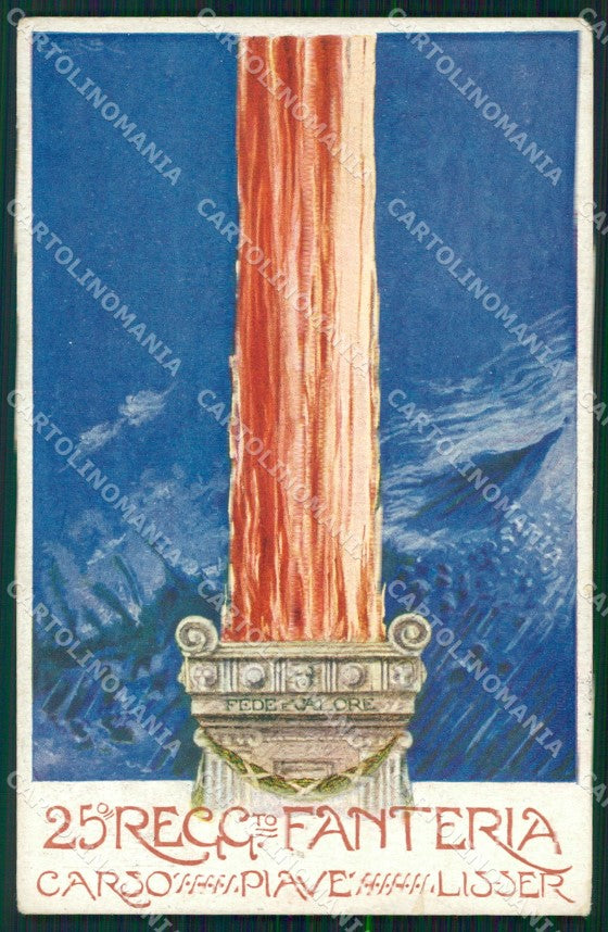 Militari 25º Reggimento Fanteria Carso Piave Lisser cartolina XF4680 – fronte