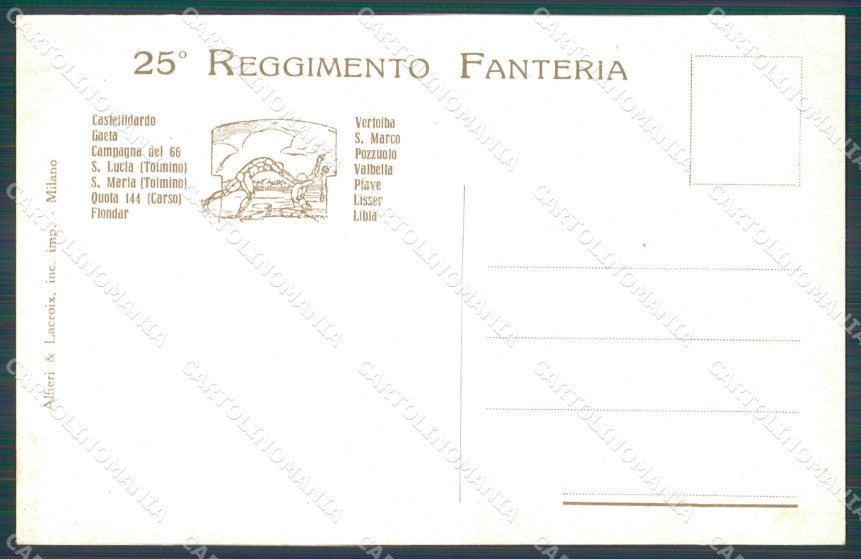 Militari 25º Reggimento Fanteria Carso Piave Lisser cartolina XF4681 – retro