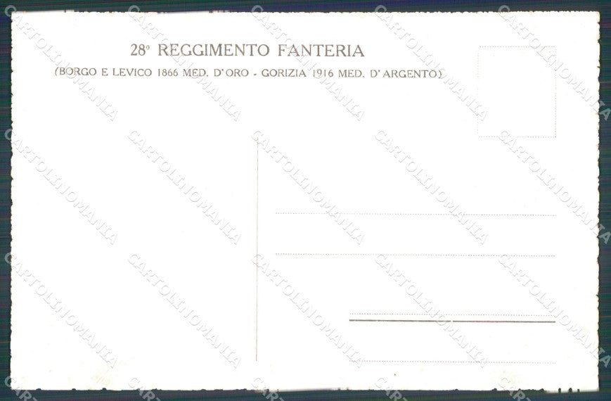 Militari Reggimentali 28º Reggimento Fanteria Massorenti 1921 cartolina XF4710 – retro