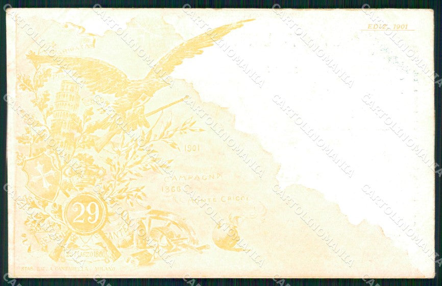 Militari Reggimentali 29º Reggimento Fanteria Brigata Pisa 1901 cartolina XF4713 – fronte
