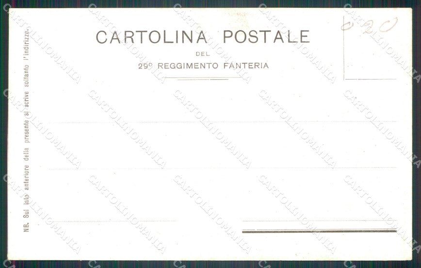 Militari Reggimentali 29º Reggimento Fanteria Brigata Pisa 1901 cartolina XF4714 – retro