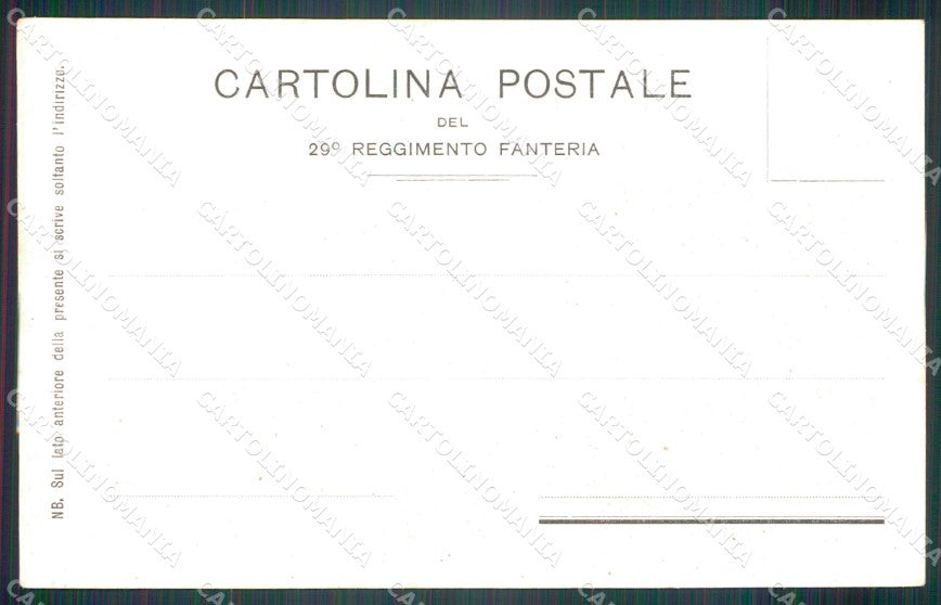 Militari Reggimentali 29º Reggimento Fanteria Brigata Pisa 1901 cartolina XF4719 – retro