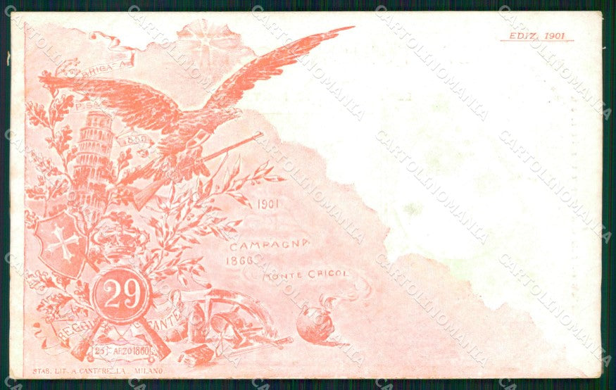 Militari Reggimentali 29º Reggimento Fanteria Brigata Pisa 1901 cartolina XF4720 – fronte