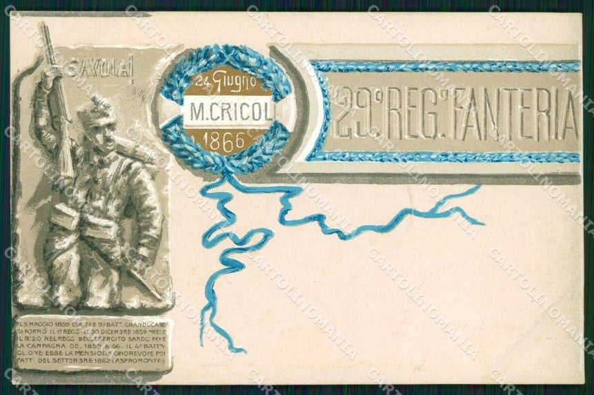 Militari Reggimentali 29º Reggimento Fanteria cartolina XF4728 – fronte