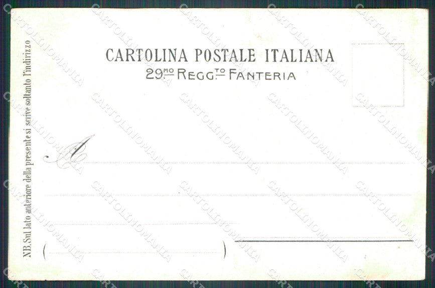 Militari Reggimentali 29º Reggimento Fanteria cartolina XF4729 – retro