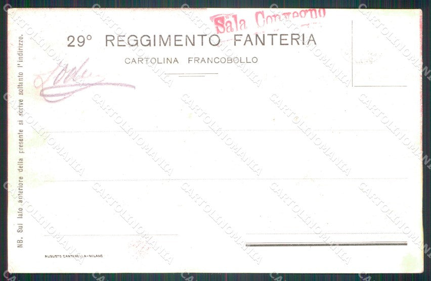 Militari Reggimentali 29º Reggimento Fanteria cartolina XF4732 – retro