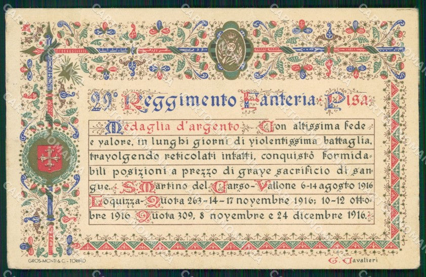 Militari Reggimentali 29º Reggimento Fanteria PIEGATA cartolina XF4733 – fronte