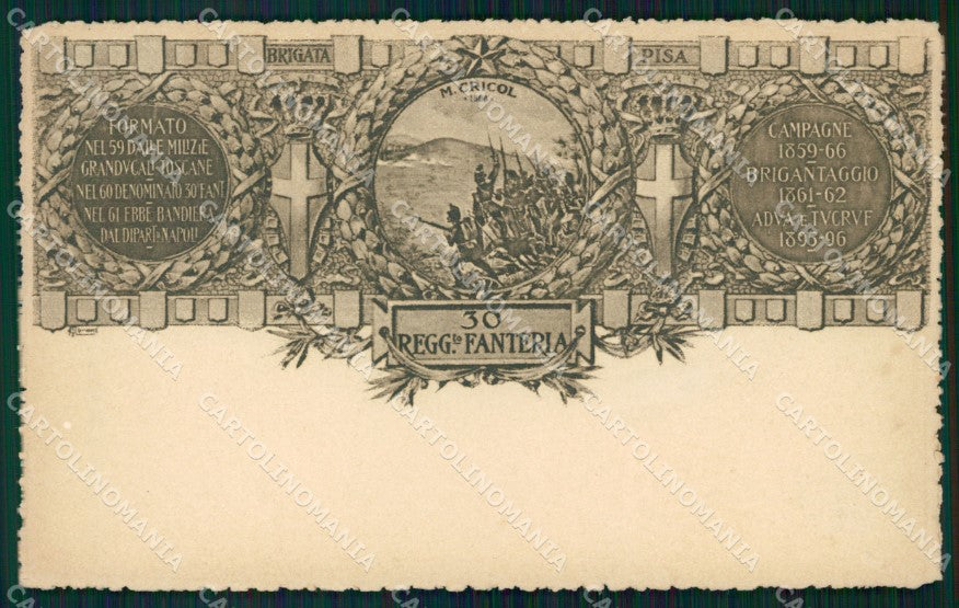 Militari Reggimentali 30º Reggimento Fanteria Brigata Pisa cartolina XF4749 – fronte