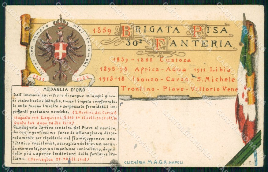 Militari Reggimentali 30º Reggimento Fanteria 1927 cartolina XF4758 – fronte