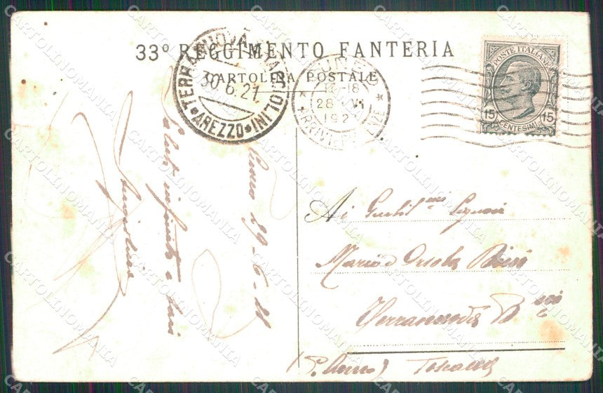 Militari Reggimentali 33º Reggimento Fanteria Babini PIEGATA cartolina XF4768 – retro