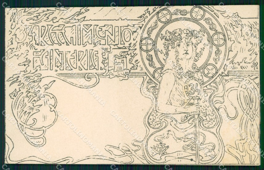 Militari Reggimentali 34º Reggimento Fanteria cartolina XF4780 – fronte