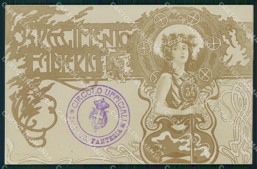 Militari Reggimentali 34º Reggimento Fanteria cartolina XF4781 – fronte