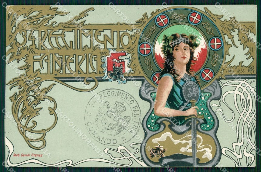 Militari Reggimentali 34º Reggimento Fanteria cartolina XF4783 – fronte