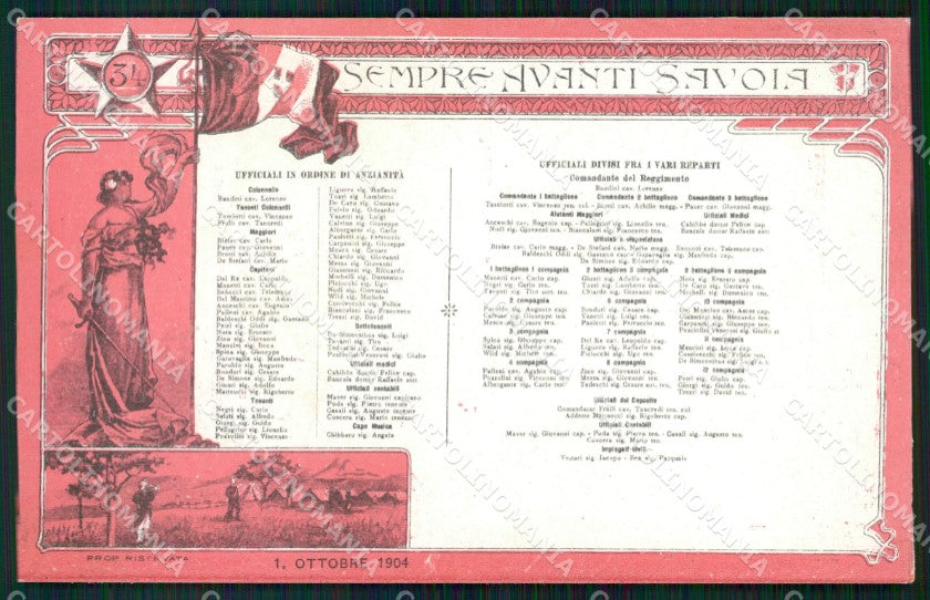 Militari Reggimentali 34º Reggimento Fanteria 1904 cartolina XF4791 – fronte