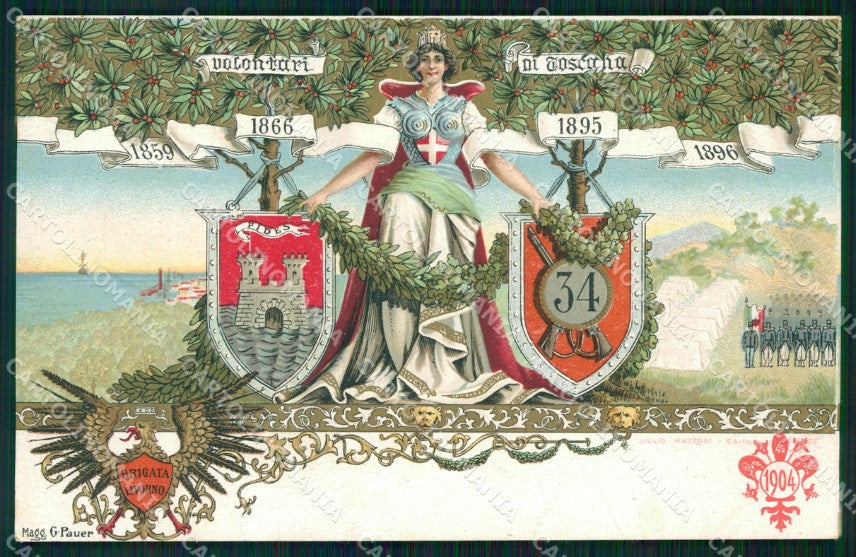 Militari Reggimentali 34º Reggimento Fanteria Brigata Livorno cartolina XF4821 – fronte