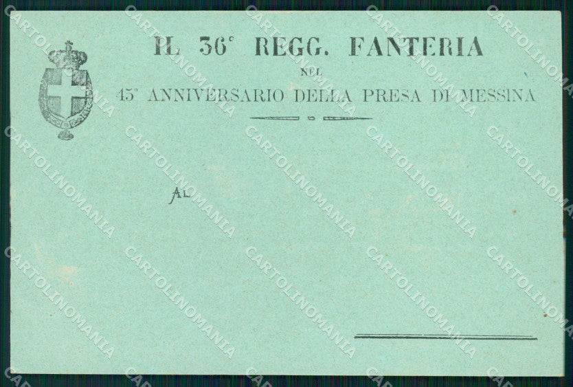Militari 36º Reggimento Fanteria Anniversario Presa Messina cartolina XF4844 – fronte