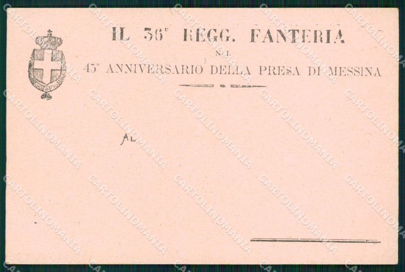 Militari 36º Reggimento Fanteria Anniversario Presa Messina cartolina XF4845 – fronte