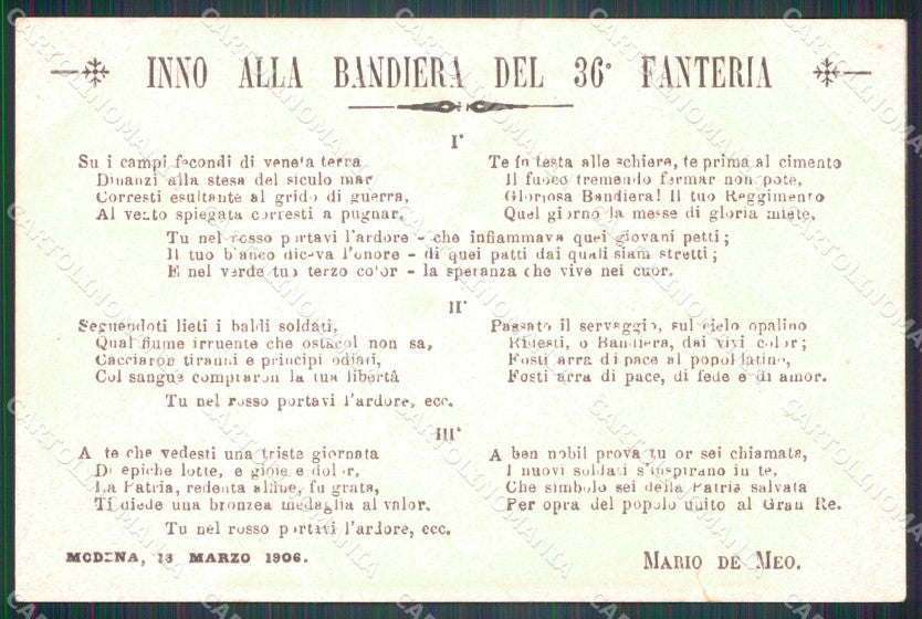 Militari 36º Reggimento Fanteria Anniversario Presa Messina cartolina XF4845 – retro