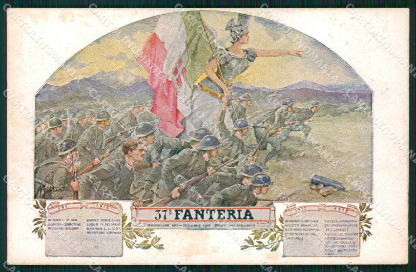 Militari Reggimentali 37º Reggimento Fanteria cartolina XF4854 – fronte