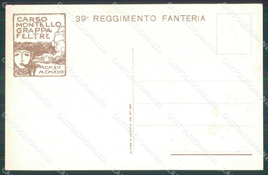Militari Reggimentali 39º Reggimento Fanteria WWI Ravanelli cartolina XF4873 – retro