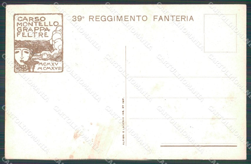 Militari Reggimentali 39º Reggimento Fanteria WWI Ravanelli cartolina XF4874 – retro