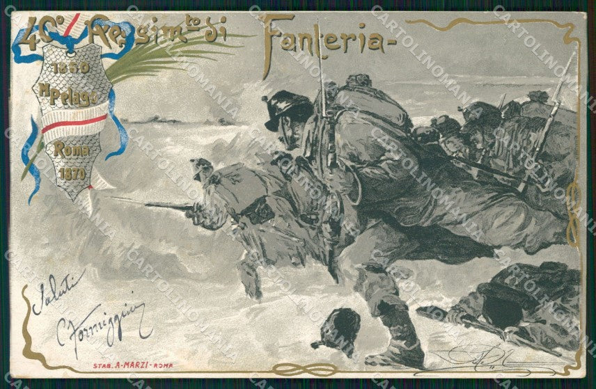 Militari Reggimentali 40º Reggimento Fanteria cartolina XF4881 – fronte