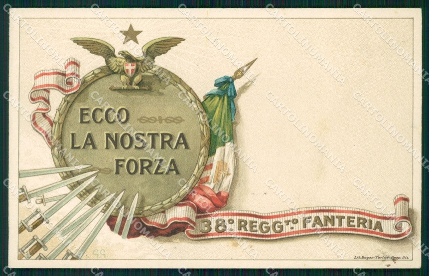 Militari Reggimentali 38º Reggimento Fanteria 1918 cartolina XF4892 – fronte