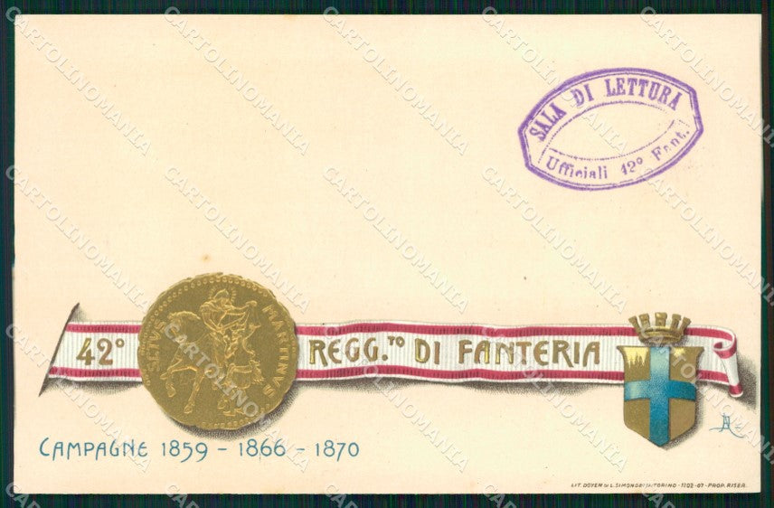 Militari Reggimentali 42º Reggimento Fanteria cartolina XF4910 – fronte