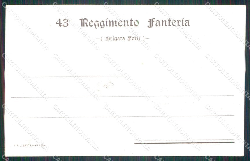 Militari Reggimentali 43º Reggimento Fanteria Brigata Forlì cartolina XF4922 – retro