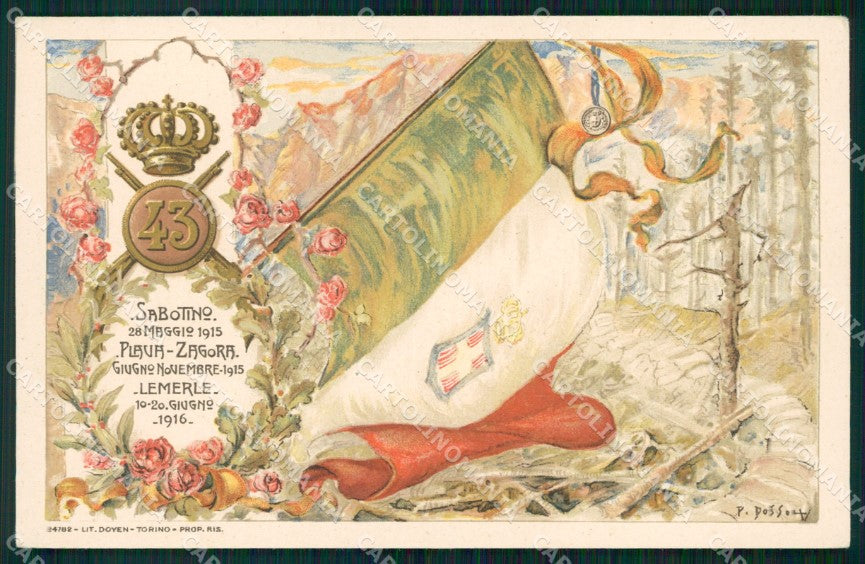 Militari 43º Reggimento Fanteria Sabotino Monte Lemerle 1916 cartolina XF4927 – fronte