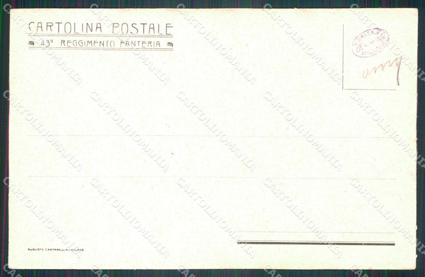 Militari Reggimentali 43º Reggimento Fanteria Brigata Forlì cartolina XF4930 – retro