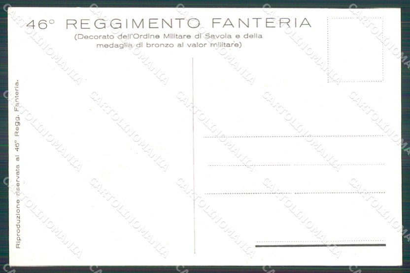Militari Reggimentali 46º Reggimento Fanteria cartolina XF4942 – retro