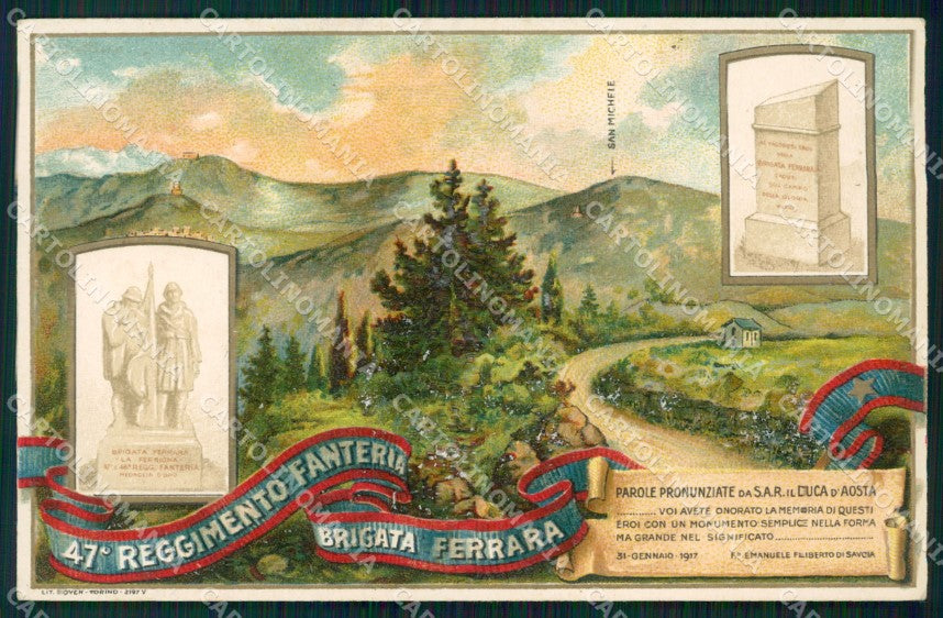 Militari 47º 48º Reggimento Fanteria Ferrigna ABRASA cartolina XF4959 – fronte