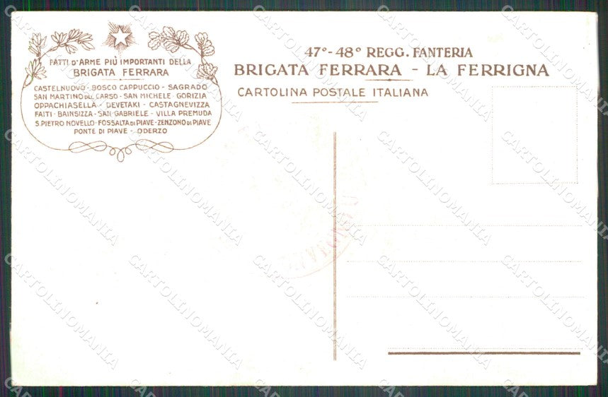 Militari 47º 48º Reggimento Fanteria Ferrigna ABRASA cartolina XF4959 – retro