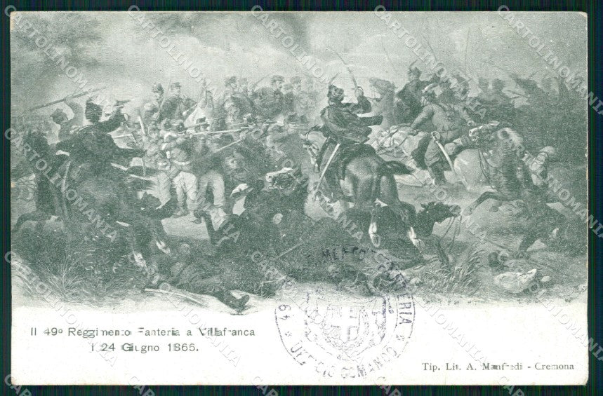 Militari Reggimentali 49º Reggimento Fanteria Villafranca cartolina XF4984 – fronte
