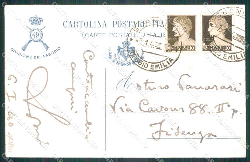 Militari 49º Reggimento Fanteria Villafranca 1915 1918 cartolina XF4989 – retro