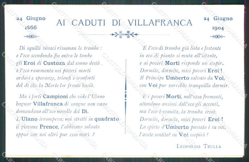 Militari 49º Reggimento Fanteria Villafranca Doppia cartolina XF4990 – retro